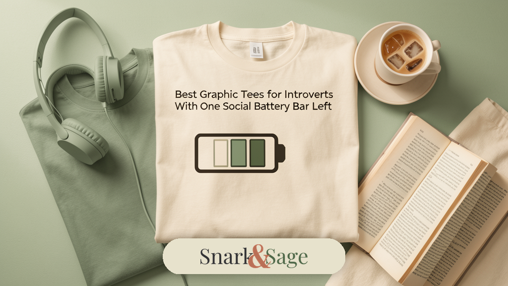 Snark & Sage social battery graphic tees flat lay