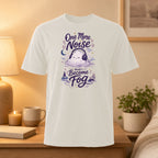 T-shirt with purple cloud, headphones, and text "One More Noise And I Become Fog."