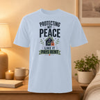 White t-shirt with "Protecting My Peace Like It Pays Rent" graphic.